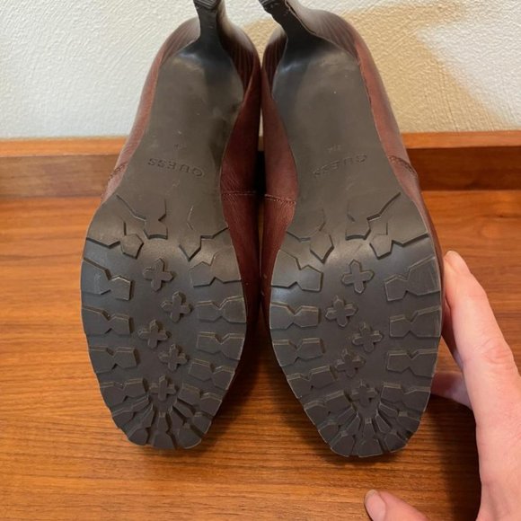 Guess women's brown Ankle Bootie 4" stiletto heel faux fur trim side zip size 7 - Picture 6 of 7